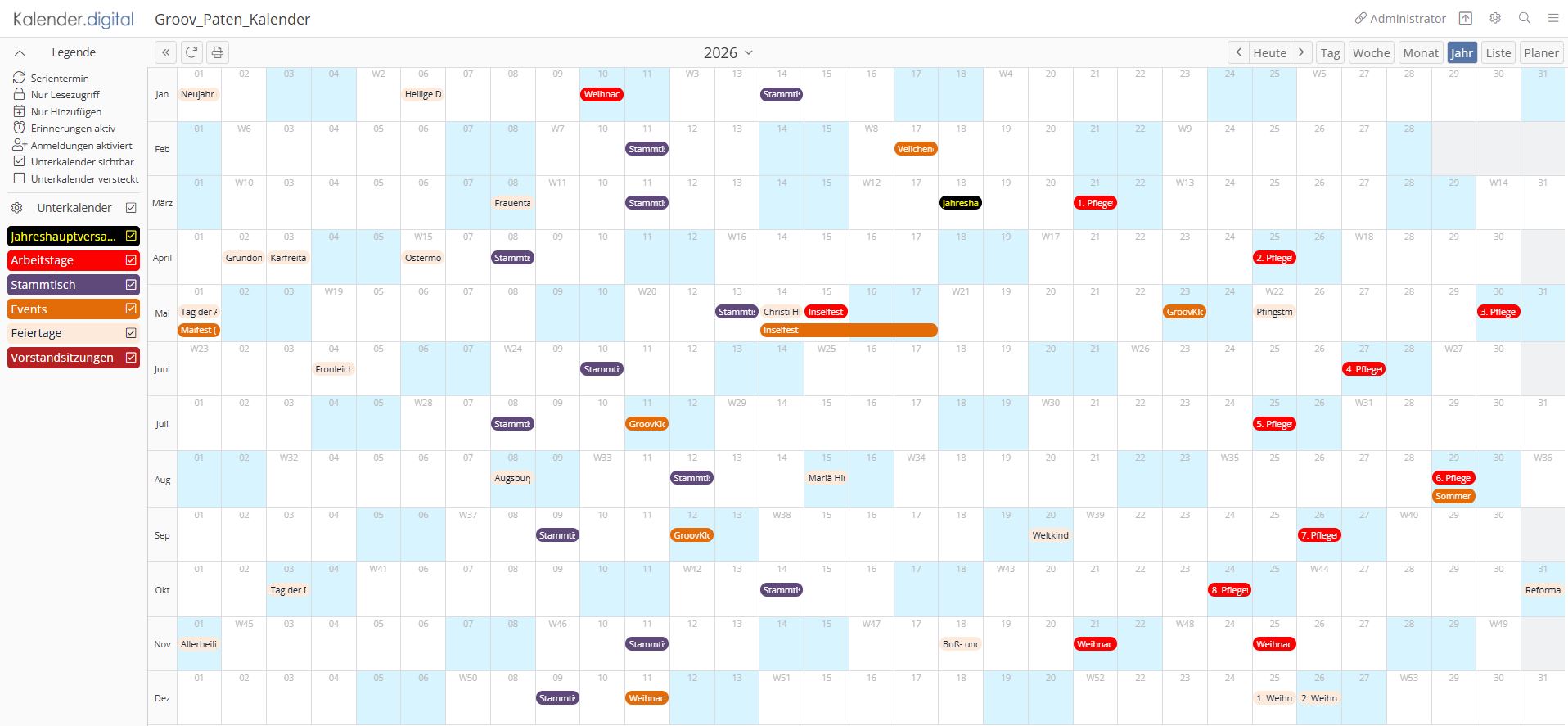 Kalender der Groov Paten