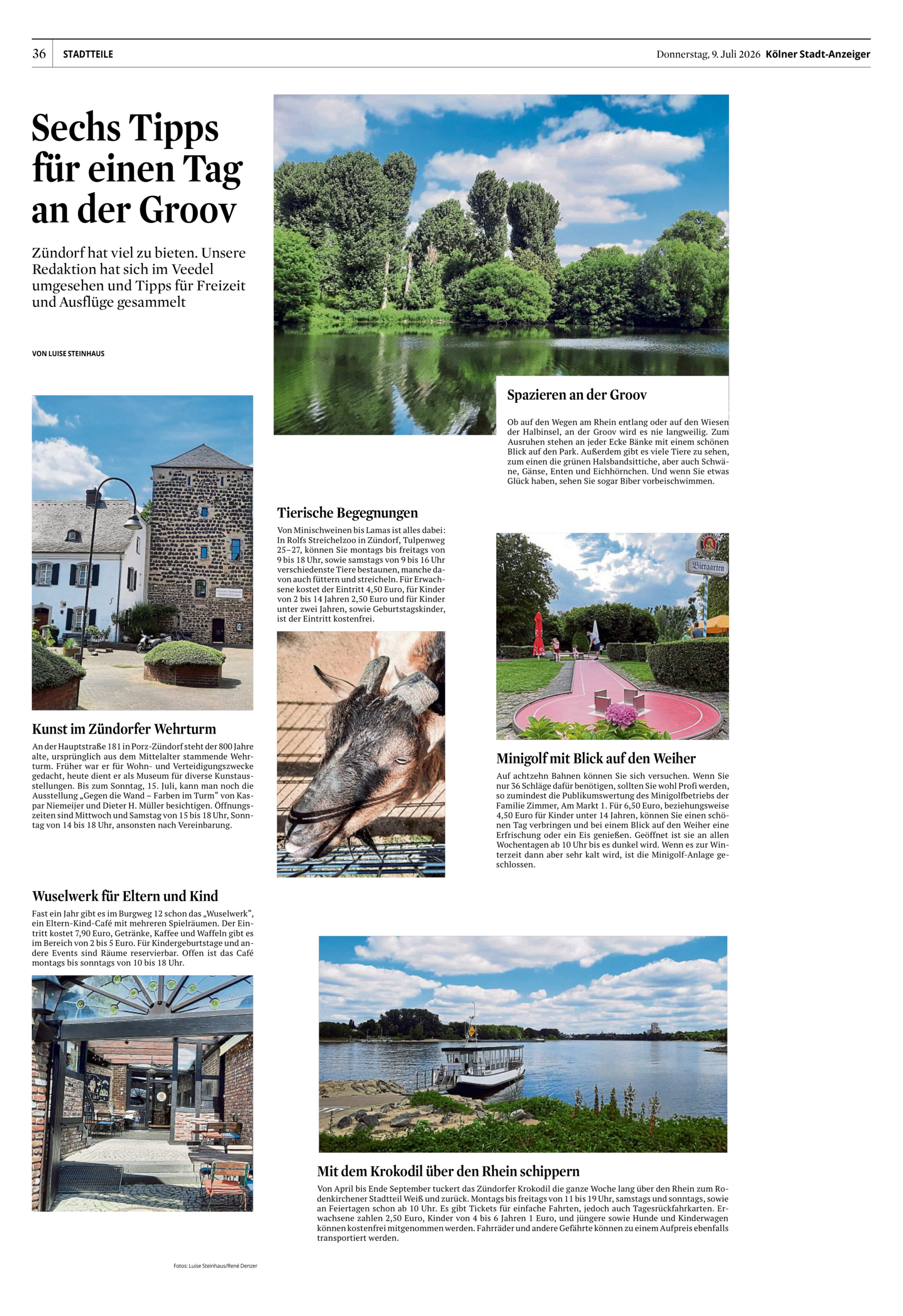 Originalartikel „Sechs Tipps für einen Tag an der Groov“, Kölner Stadt-Anzeiger vom 09.07.2026.